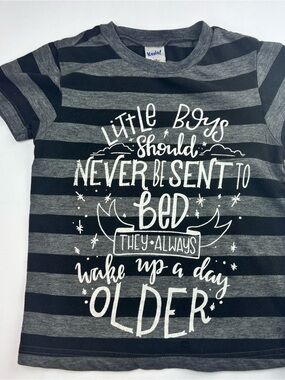 Kavio Graphic Tee | Boys 3T | Gray Stripe Shirt